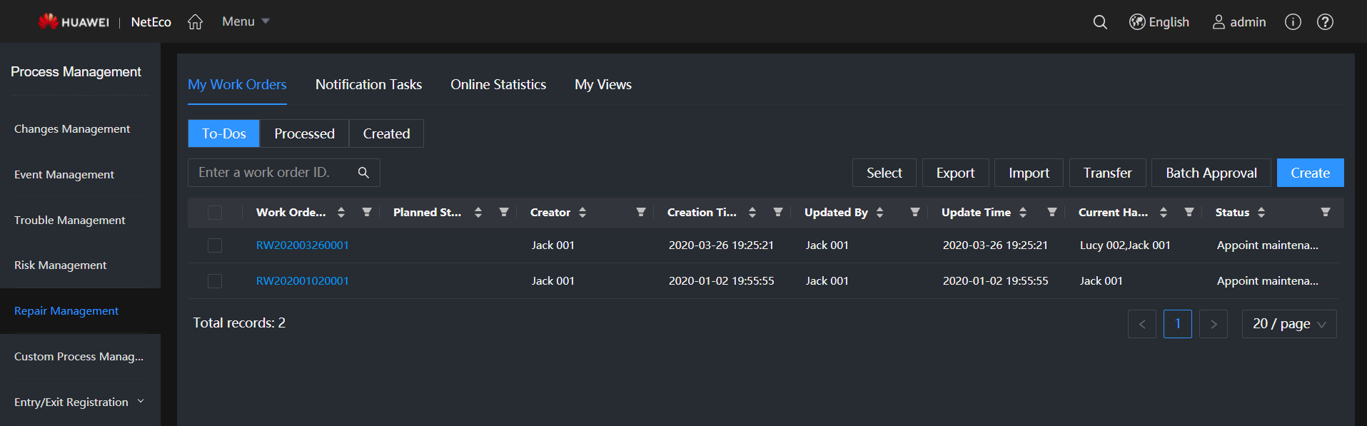 Repair management-to dos